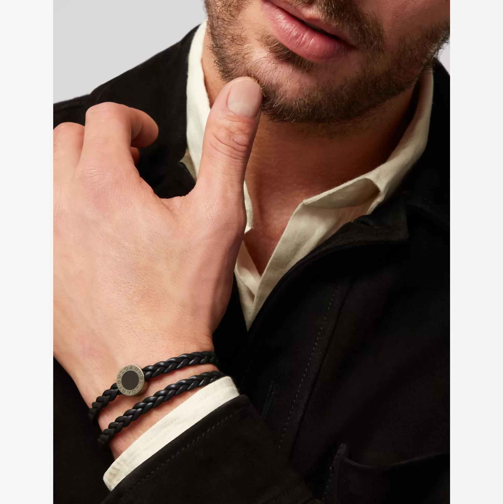 Shop BVLGARI Man Leather Bracelet